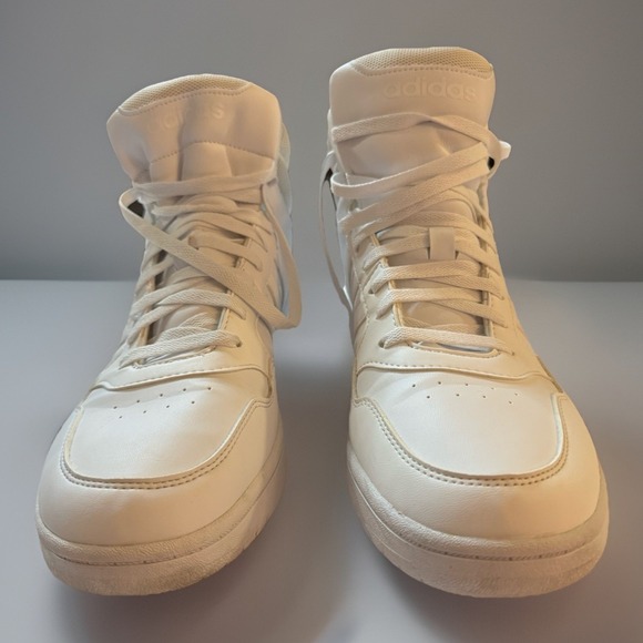 ADIDAS Hoops Mid Classic Shoes Triple White Sneakers Mens Size US 12 *No Insoles - Picture 2 of 12